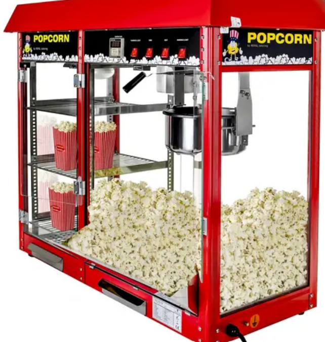 Popcornmaskin med varmeskap til leie hos TEK Utleie